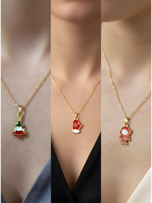 NKT Collection Yeni Yıl Üçlü Kombin Altın Kaplama Kolye Seti