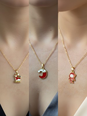 NKT Collection Yeni Yıl Üçlü Kombin Altın Kaplama Kolye Seti