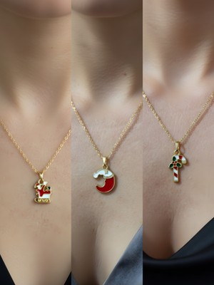 NKT Collection Yeni Yıl Üçlü Kombin Altın Kaplama Kolye Seti