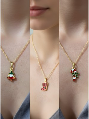 NKT Collection Yeni Yıl Üçlü Kombin Altın Kaplama Kolye Seti