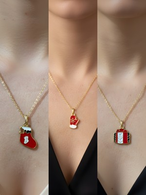 NKT Collection Yeni Yıl Üçlü Kombin Altın Kaplama Kolye Seti