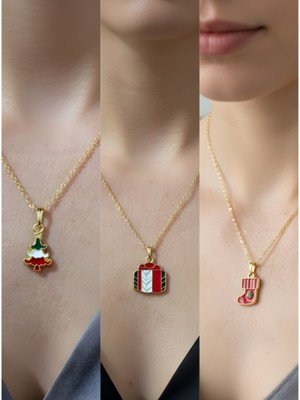 NKT Collection Yeni Yıl Üçlü Kombin Altın Kaplama Kolye Seti