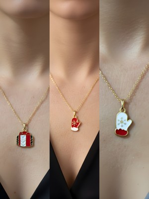 NKT Collection Yeni Yıl Üçlü Kombin Altın Kaplama Kolye Seti