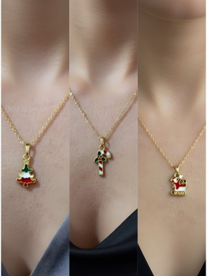 NKT Collection Yeni Yıl Üçlü Kombin Altın Kaplama Kolye Seti