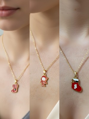 NKT Collection Yeni Yıl Üçlü Kombin Altın Kaplama Kolye Seti