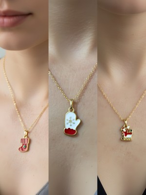 NKT Collection Yeni Yıl Üçlü Kombin Altın Kaplama Kolye Seti