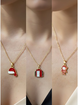 NKT Collection Yeni Yıl Üçlü Kombin Altın Kaplama Kolye Seti