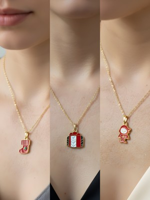 NKT Collection Yeni Yıl Üçlü Kombin Altın Kaplama Kolye Seti