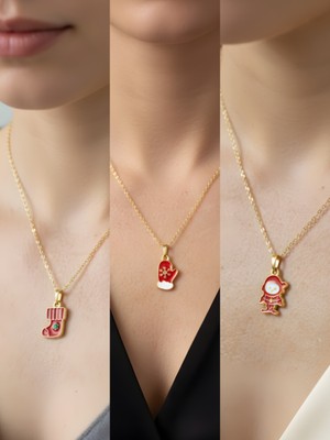 NKT Collection Yeni Yıl Üçlü Kombin Altın Kaplama Kolye Seti