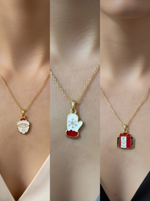 NKT Collection Yeni Yıl Üçlü Kombin Altın Kaplama Kolye Seti