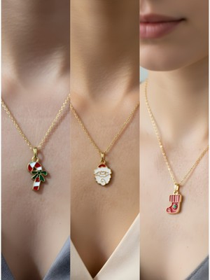 NKT Collection Yeni Yıl Üçlü Kombin Altın Kaplama Kolye Seti