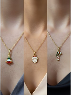 NKT Collection Yeni Yıl Üçlü Kombin Altın Kaplama Kolye Seti