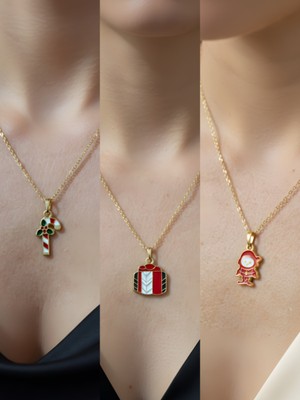NKT Collection Yeni Yıl Üçlü Kombin Altın Kaplama Kolye Seti