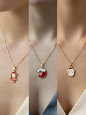 NKT Collection Yeni Yıl Üçlü Kombin Altın Kaplama Kolye Seti