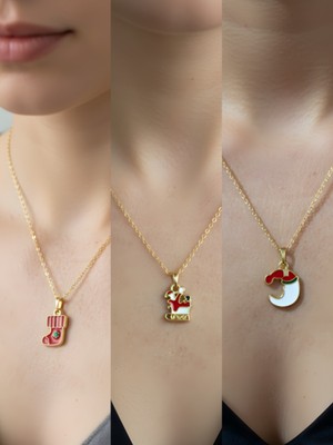 NKT Collection Yeni Yıl Üçlü Kombin Altın Kaplama Kolye Seti