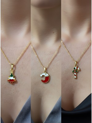 NKT Collection Yeni Yıl Üçlü Kombin Altın Kaplama Kolye Seti