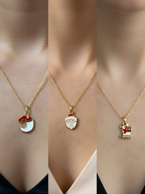 NKT Collection Yeni Yıl Üçlü Kombin Altın Kaplama Kolye Seti