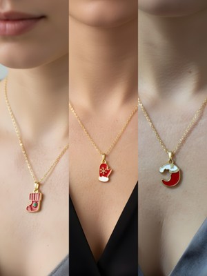 NKT Collection Yeni Yıl Üçlü Kombin Altın Kaplama Kolye Seti