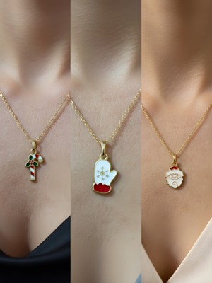 NKT Collection Yeni Yıl Üçlü Kombin Altın Kaplama Kolye Seti