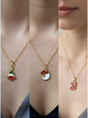NKT Collection Yeni Yıl Üçlü Kombin Altın Kaplama Kolye Seti
