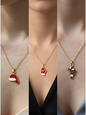 NKT Collection Yeni Yıl Üçlü Kombin Altın Kaplama Kolye Seti