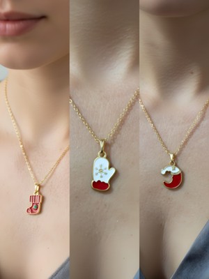 NKT Collection Yeni Yıl Üçlü Kombin Altın Kaplama Kolye Seti