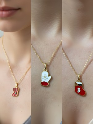 NKT Collection Yeni Yıl Üçlü Kombin Altın Kaplama Kolye Seti