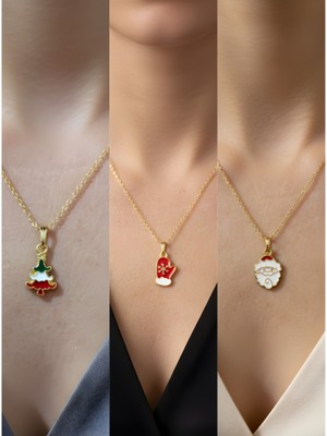 NKT Collection Yeni Yıl Üçlü Kombin Altın Kaplama Kolye Seti