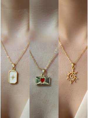 NKT Collection Üçlü Kombin Altın Kaplama Sembol Kolye Seti