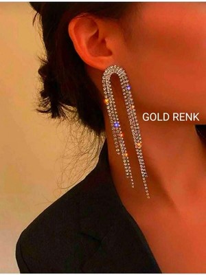 NKT Collection Trend Kadın Taşlı Püsküllü Sallantılı Abiye Küpe