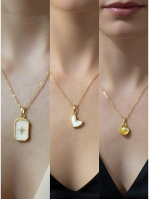 NKT Collection Üçlü Kombin Altın Kaplama Sembol Kolye Seti