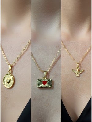 NKT Collection Üçlü Kombin Altın Kaplama Sembol Kolye Seti