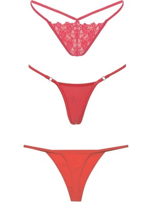 Gecko Collection Kadın String Tanga Ip Lastikli Kombin 3 Adet
