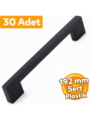 Badem10 (Sert Plastik) 30 Adet Köprü 192 mm Siyah Mobilya Mutfak Çekmece Dolap Dolabı Kulpu Kulbu Kulpları