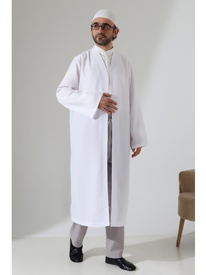İhvan Online Erkek Namaz Elbisesi Buhara Yaka Cepli Namaz Cübbesi Beyaz - (Sfa)