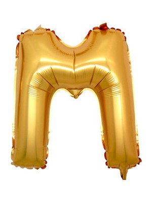 BenimMarifetlerim M Harfi Altın Folyo Balon 16 Inch 40 cm