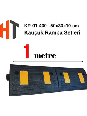 Hayat Trafik 10 cm Kauçuk Rampa Seti 1 Metre - Otopark Rampası, Kablo Kanallı, Kaldırım Rampası 50 x 30 x 10 cm