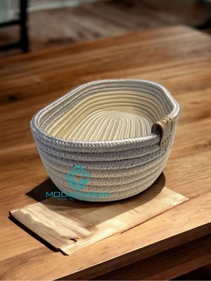 Jüt Hasır Sepet Çift Renk Organizer Ekmek Meyve Sepeti