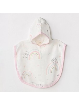 Moda Şahsenem AC24666 Müslin Have A Nice Day Bebek Panço Pink White