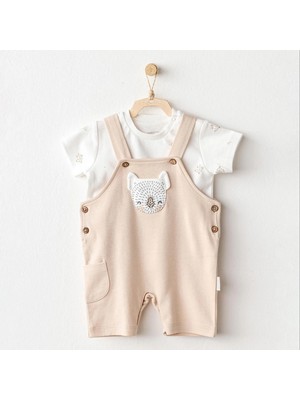 Moda Şahsenem Happy Animals Bebek Salopet Takım Beige