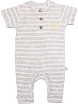 Moda Şahsenem Line Colors Yarım Kol Patiksiz Tulum 15126 Bej