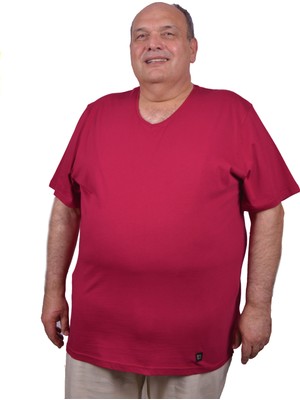 Sylar M-221 Erkek T-Shirt Süprem Bisiklet Yaka Kısa Kol 7xl Bordo