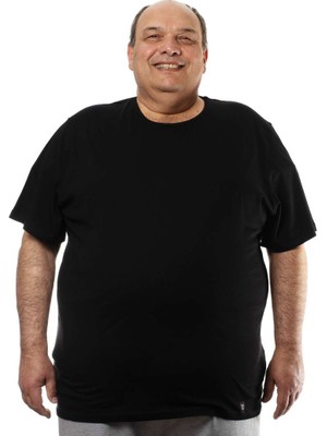 Sylar M-221 Erkek T-Shirt Süprem Bisiklet Yaka Kısa Kol 5xl Siyah