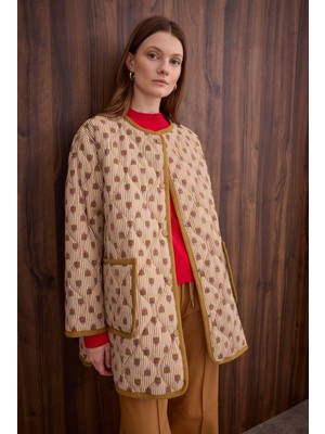 HE-QA Desenli Kapitone Ceket Raya Desen