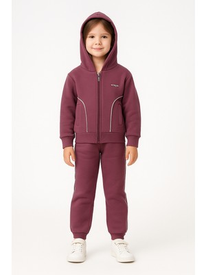 Yavrucak Fermuarlı Kapşonlu Çocuk Ikili Takım Mor - 7 Yaş