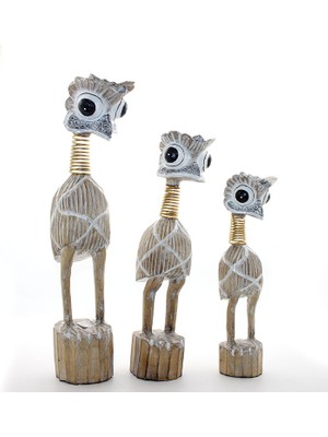 Hediye Bahçesi Ahşap 3'lü Emu Kuşu Seti