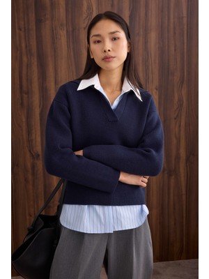 HE-QA Polo Yaka Kazak Lacivert