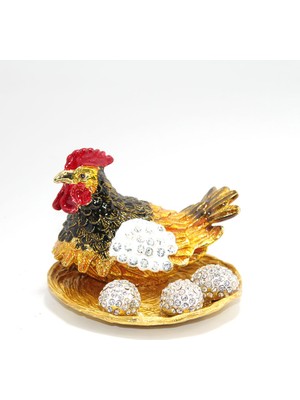 Hediye Bahçesi Swarovski Taşlı Yumurtalı Tekli Tavuk Model 1
