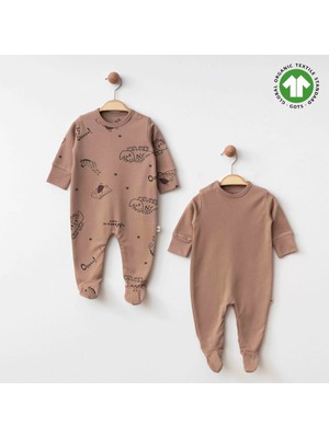 Moda Şahsenem Eslenza Baby Organik 2'li Tulum 0049 Kahve