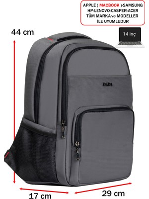 Dada Macbook Uyumlu Laptop Sırt Çantası 14"-15,6" inç Su Geçirmez Kumaş Üst Düzey Darbe Emici Koruma